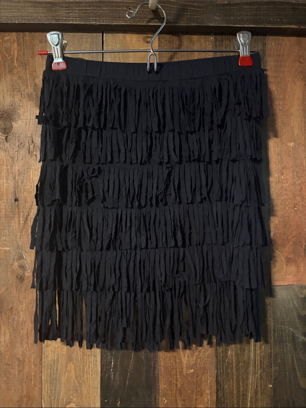 Nollie Black Tiered Fringe Mini Skirt